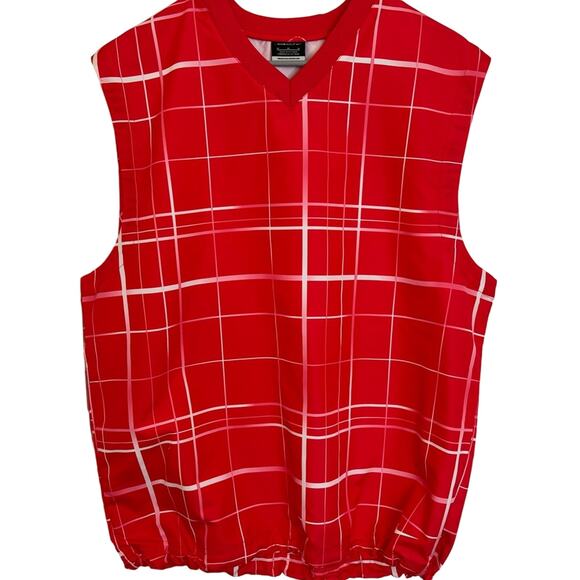 Nike Other - NWOT Nike Red White Plaid Golf Vest with Adjustable Waistband Mens Medium